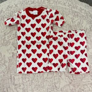 Hanna Anderson Short Johns Heart Print Pajama Set - Red Hearts